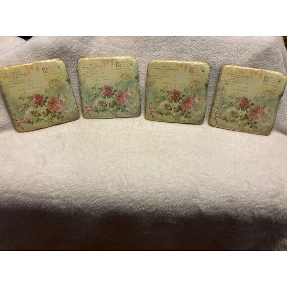 Vintage-Inspired Floral Cork-Backed Coasters Set Of 4 By Hobby Lobby - Picture 3 of 13